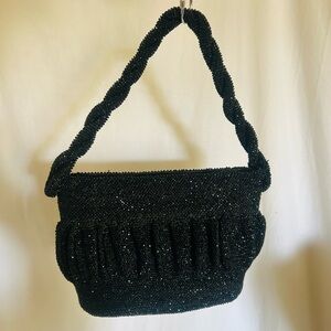 Elegant Black Beaded Handbag  1940s